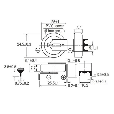 PILHA LITIO BR2477 3V Ø24x7 7mm 3 PIN PANASONIC BR2477A GAN