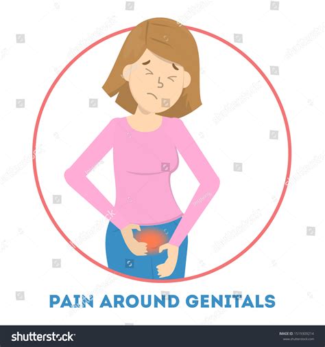 Woman Feeling Pain Around Genitals Symptom Stock Illustration