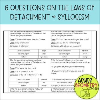 Deductive Reasoning Activity Laws Of Detachment Syllogism Coloring