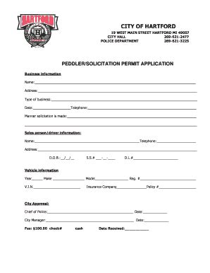 Fillable Online Peddler Solicitation Permit Application Fax Email Print