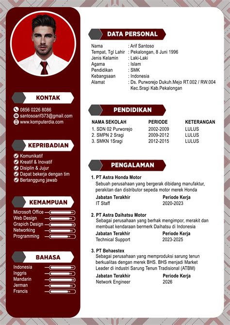 Cv Menarik Dan Kreatif Contoh Cv Lamaran Kerja Yang Menarik Baik