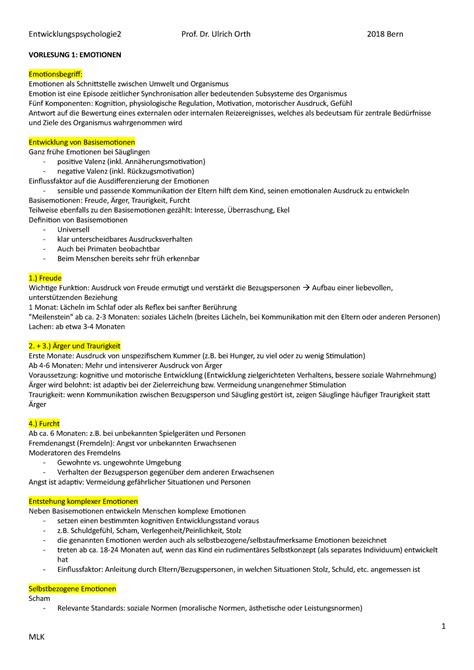 Entwicklung 2 Vorlesungsnotizen 1 11 VORLESUNG 1 EMOTIONEN