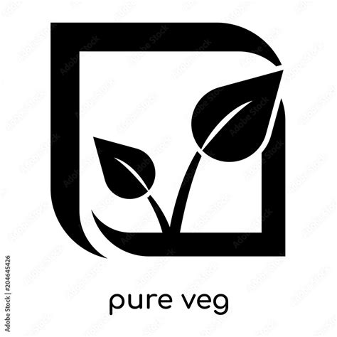 pure veg symbol isolated on white background , black vector sign and ...