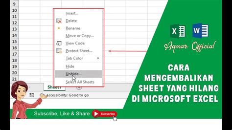 Cara Memunculkan Sheet Tab Yang Hilang Pada Microsoft Excel Youtube