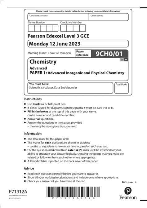 Pearson Edexcel Merged Question And Mark Scheme Chemistry Advanced