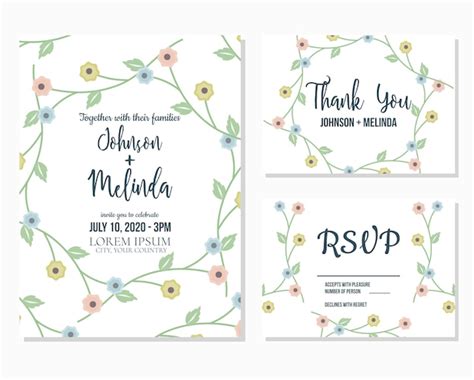 Premium Vector | Floral wedding invitation and rsvp template