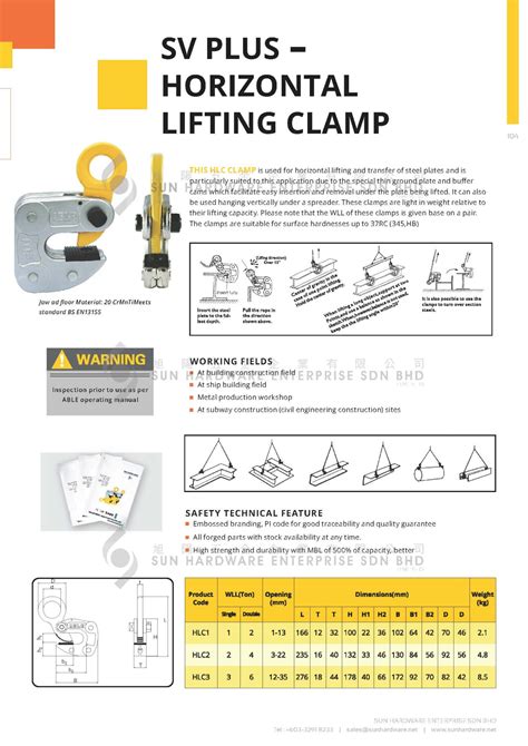 Plate Lifting Clamp - SUN HARDWARE ENTERPRISE