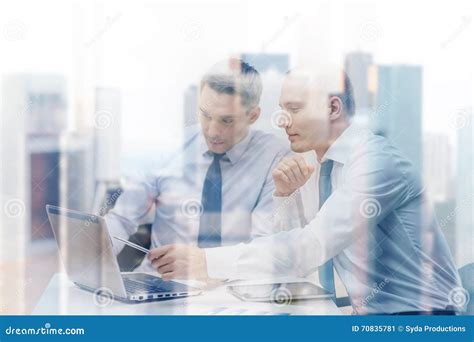 Two Businessmen Having Discussion In Office Stock Image Image Of