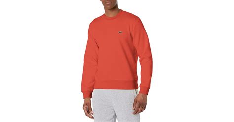 Lacoste Long Sleeve Solid Crew Neck Sweater In Red For Men Lyst