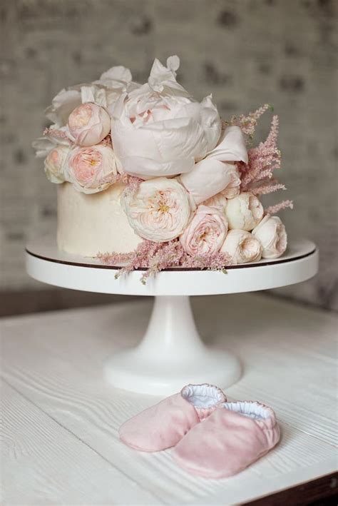 Decorated With Fresh Flowers White Naked Cake A Stylish Cake For Weddings Birthdays And