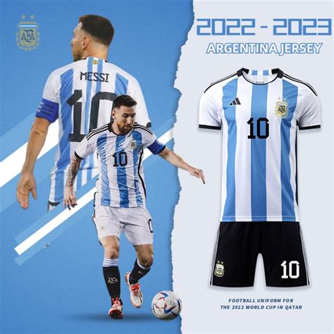 World Cup 2022 Messi Football Jersey Argentina National Team Home ...