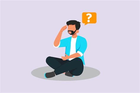 Hombre Confundido En Dudas Y Pensamientos Concepto Ilustración De Vector Plano Coloreado Aislado