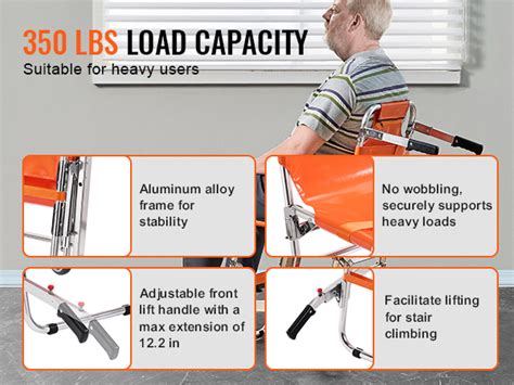 Vevor Ems Stair Chair Lbs Load Capacity Foldable Aluminum