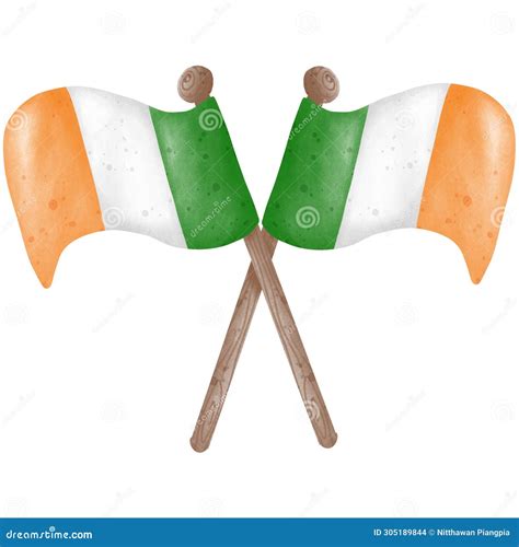 St Patrick S Day Illustration Two Crossed Irish Flags Stock