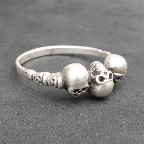 Totenk Pfe Silberring Gothic Schmuck Skull Online Drachensilber