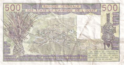 Billet BCEAO 500 Francs Veil homme et zébus 1989 Lettre A Côte d