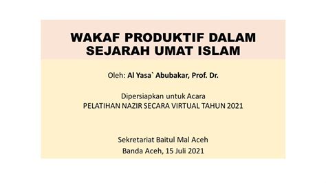 Pdf Wakaf Produktif Dalam Sejarah Umat Islam Dokumen Tips