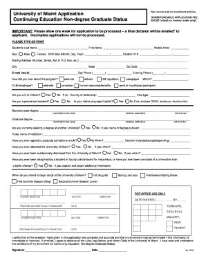 University Of Miami Application Fill Online Printable Fillable Blank