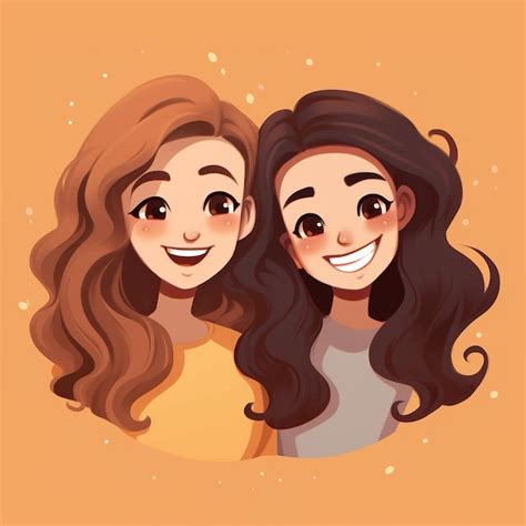 Uma Ilustra O Dos Desenhos Animados De Duas Meninas A Palavra Amor