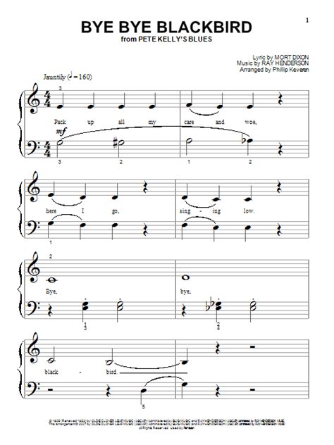 Mort Dixon Bye Bye Blackbird Sheet Music For Beginning Piano Solo