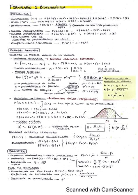 Formulario Primer Parcial Bioestadistica Pdf