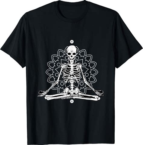 Halloween Yoga Skeleton Chakras Lotus Namaste T Shirt