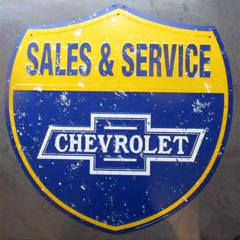 Plaque Chevrolet Sales Service 60cm Tole Deco Garage