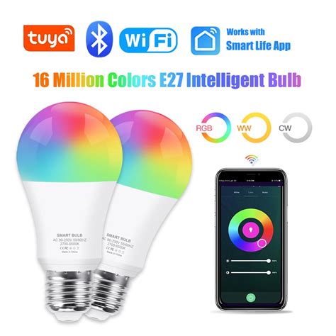 Tuya Wifi Bluetooth Smart Bulb E Rgb Alexa Led Lamp Smart Light Bulbs