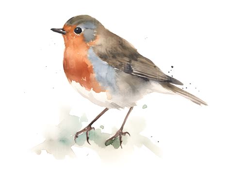 Watercolor painting of a robin - Impossible Images - Unique stock ...