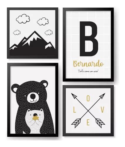 Quadros Decorativos Quarto Infantil Urso Escandinavo