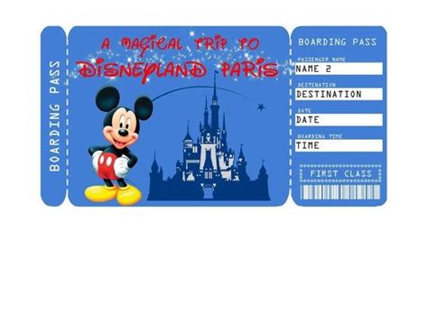 Afdrukbaar Ticket Naar De Instapkaart Voor Disneyland Parijs Ticket