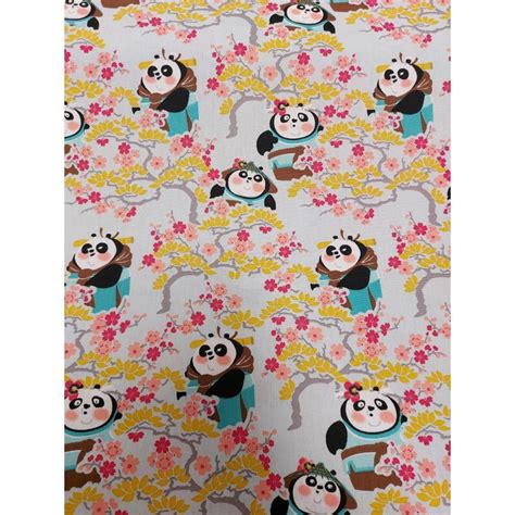 Tissu Coton Oeko Tex Imprime Kung Fu Panda Vendu Au Demi Metre