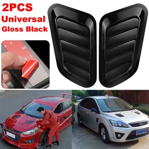 1 PAIR ABS Universal Fit Black Car Air Flow Intake Scoop Hood Bonnet