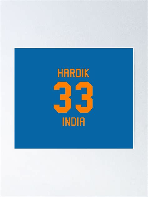 Hardik Pandya | 33 | New Indian Cricket Jersey Poster by