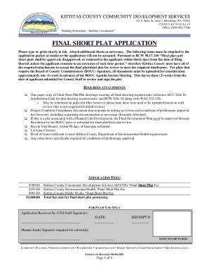 Fillable Online Final Short Plat Application Fax Email Print Pdffiller