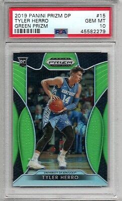 Tyler Herro PSA 10 2019 20 Panini Prizm DP 125 Green RC 15 Draft