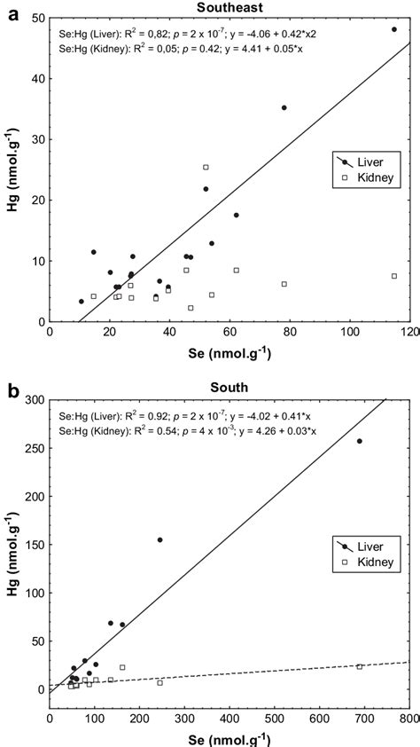 Relationship Between Molar Concentrations Of Selenium And Mercury In