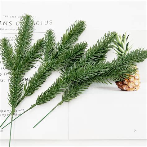 Hananona Pcs Artificial Pine Branches Green Plants Pine Needles Diy