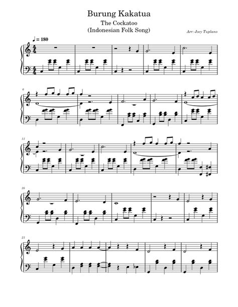 Burung Kakatua Sheet Music For Piano Download Free In Pdf Or Midi