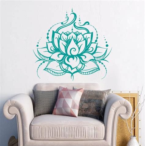 Lotus Wall Decal Flower Art Yoga Decor Bohemian Stickers Boho Decor