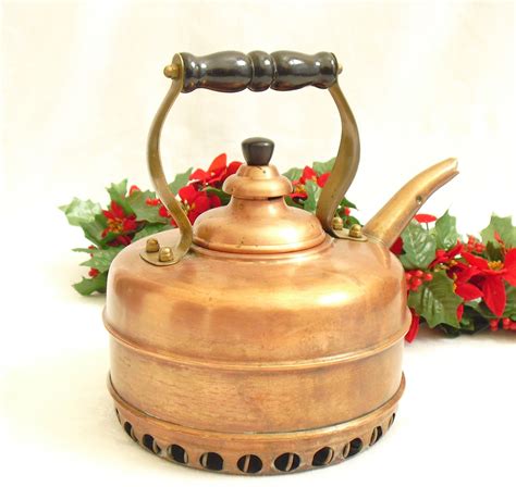 Vintage Simplex Solid Copper Tea Kettle With Black Beechwood Handle ...