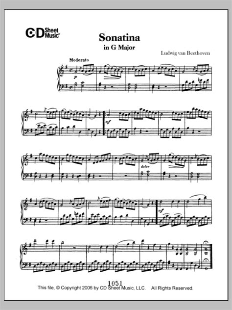 Sonatina In G Major By Ludwig Van Beethoven Sheet Music For Piano Solo