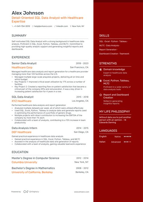 5 Sql Data Analyst Resume Examples And Guide For 2023