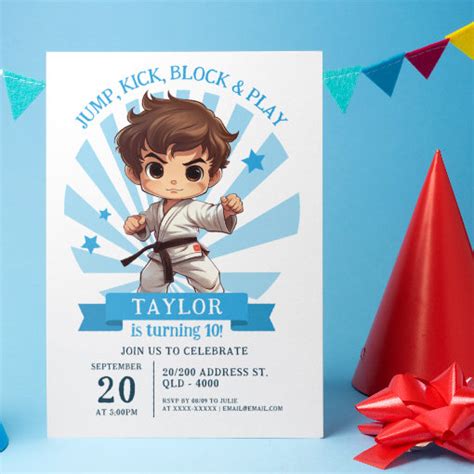 Boys Karate Martial Arts Birthday Party Invitation Zazzle