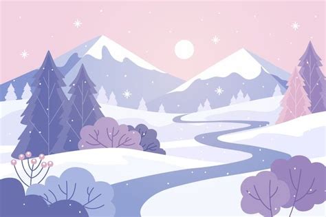 Free Vector Flat Winter Landscape Illustration D Hiver Paysage