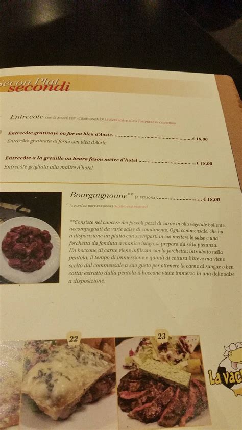 Menu Da Osteria La Vache Folle Ristorante Aosta