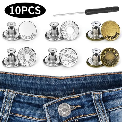 10Pcs Set Adjustable Premium Metal Buttons Detachable Waist Extender