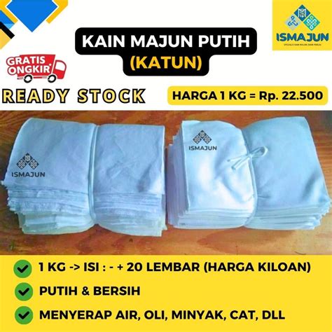 Jual Kain Lap Majun Perca Putih Bahan Katun Tanpa Jahitan Kain Bal