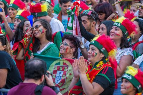 Portuguese Fans During Translation Of The Football Match Portugal