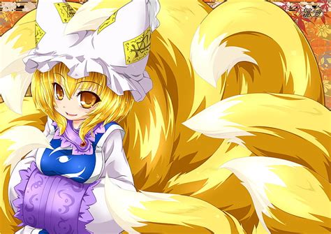 HD Wallpaper Blonde Foxgirl Hair Karasu Kazami Multiple Ran Tails Wallpaper Flare